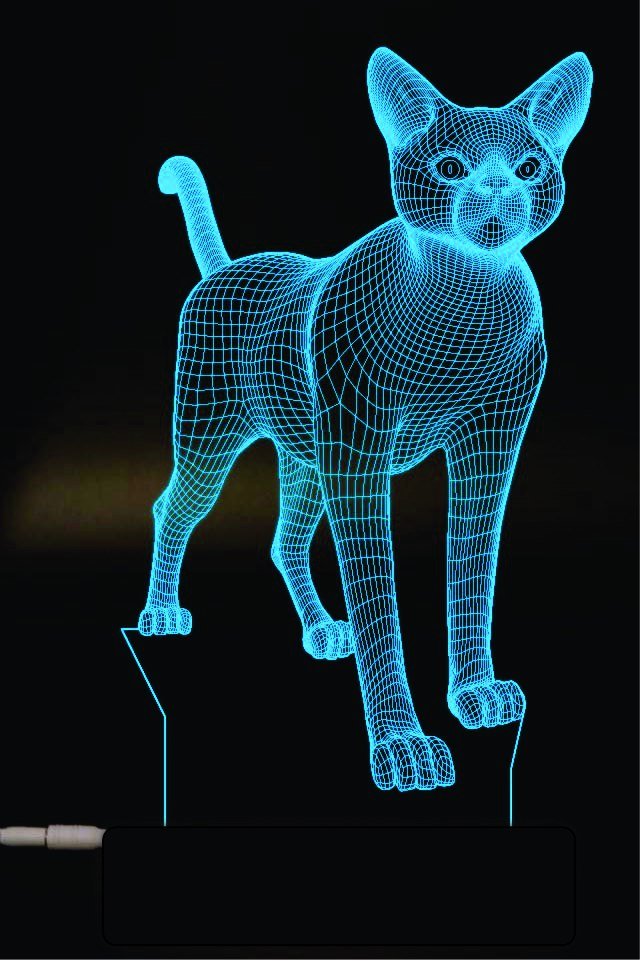 lámpara de acrílico gato