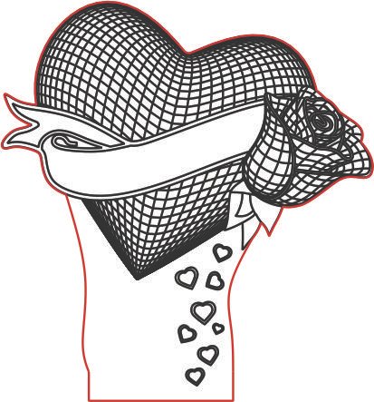 corazón y rosa