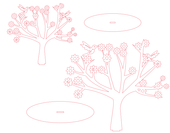 árbol decorativo con flores y aves