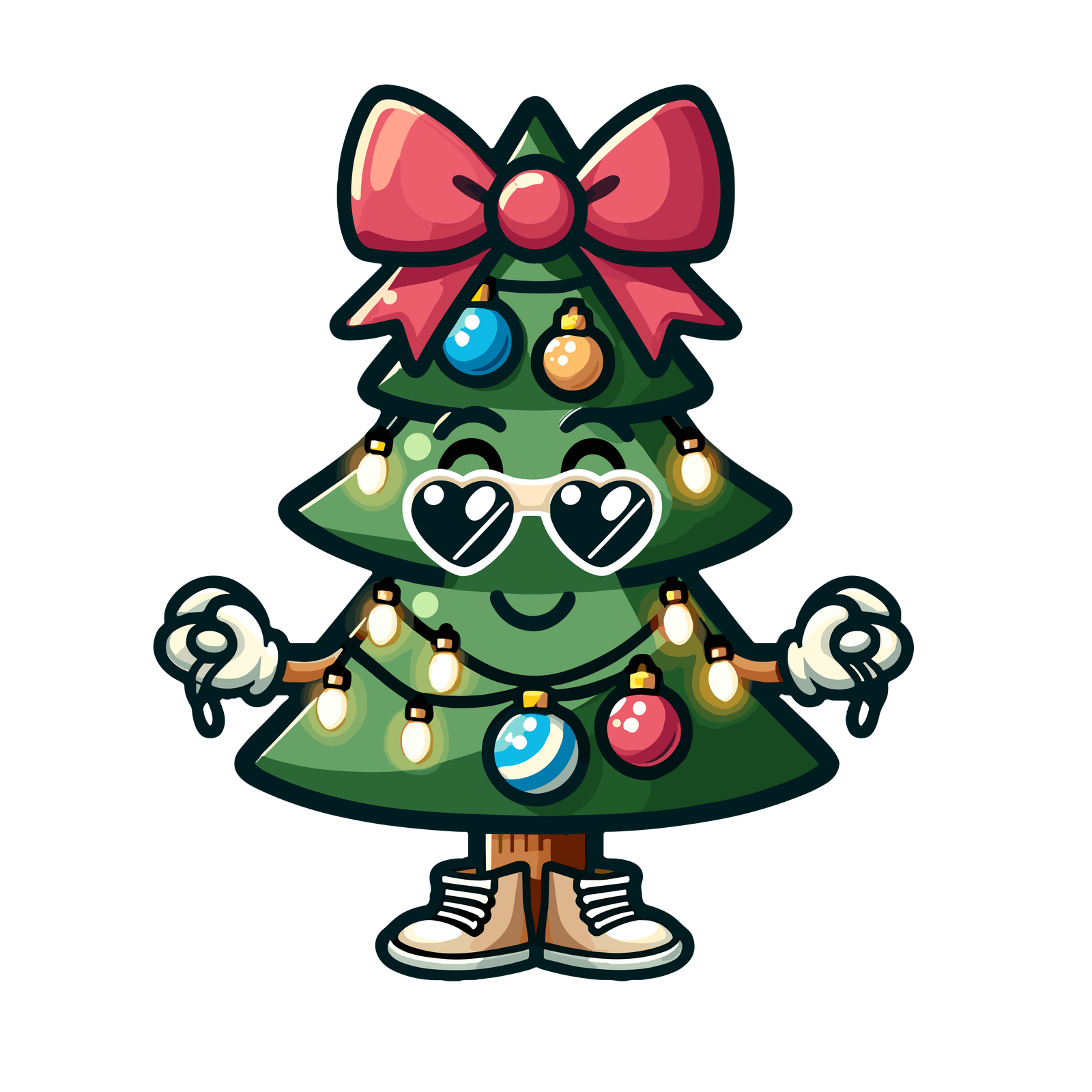 árbol de navidad animado con lentes