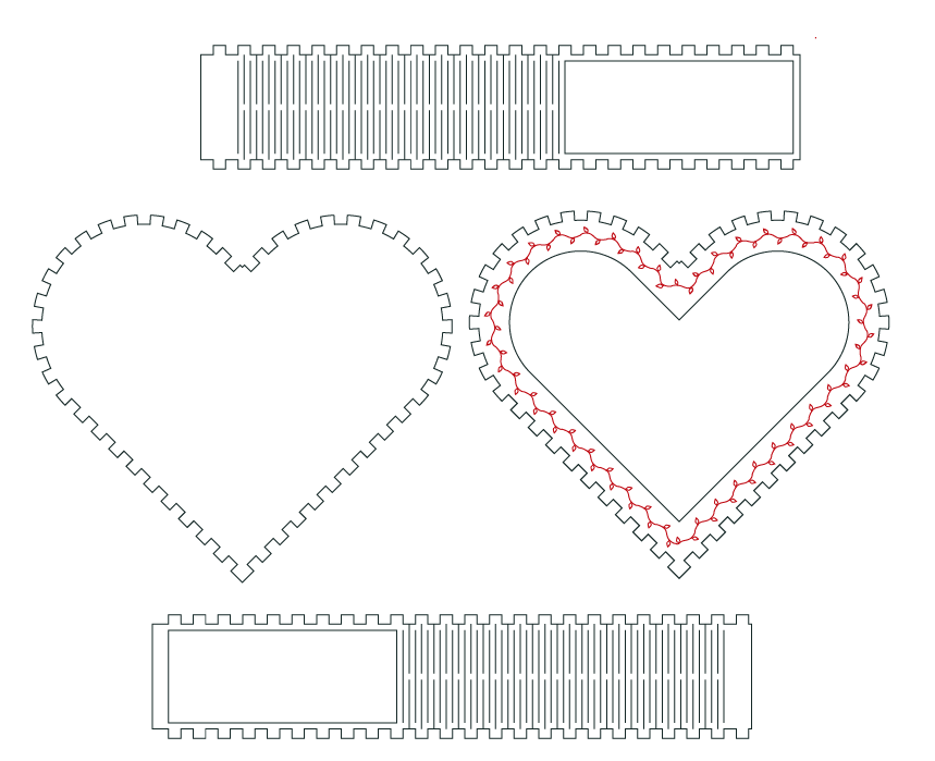 caja de corazón con bisagras vivas