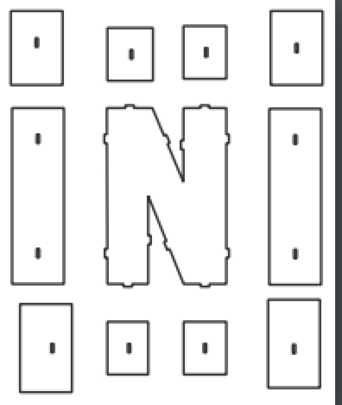 caja de letra n