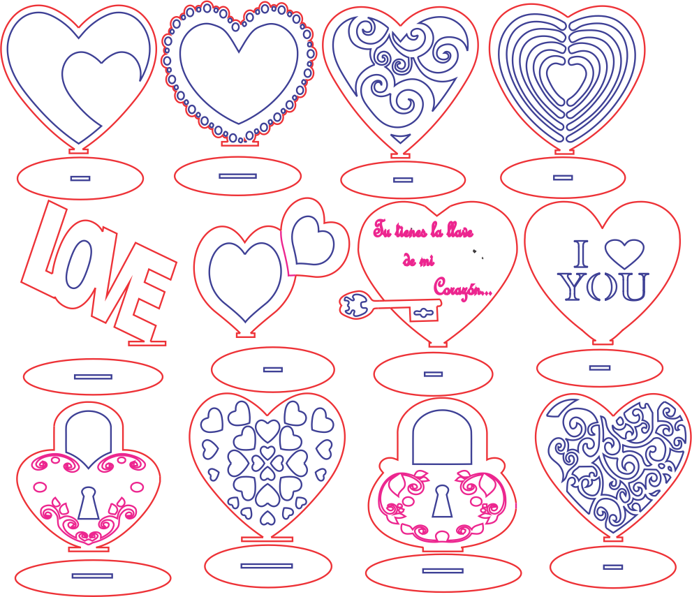 corazones con base