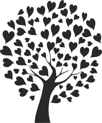 grabado árbol de corazones