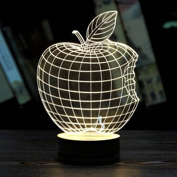 lámpara de acrílico manzana