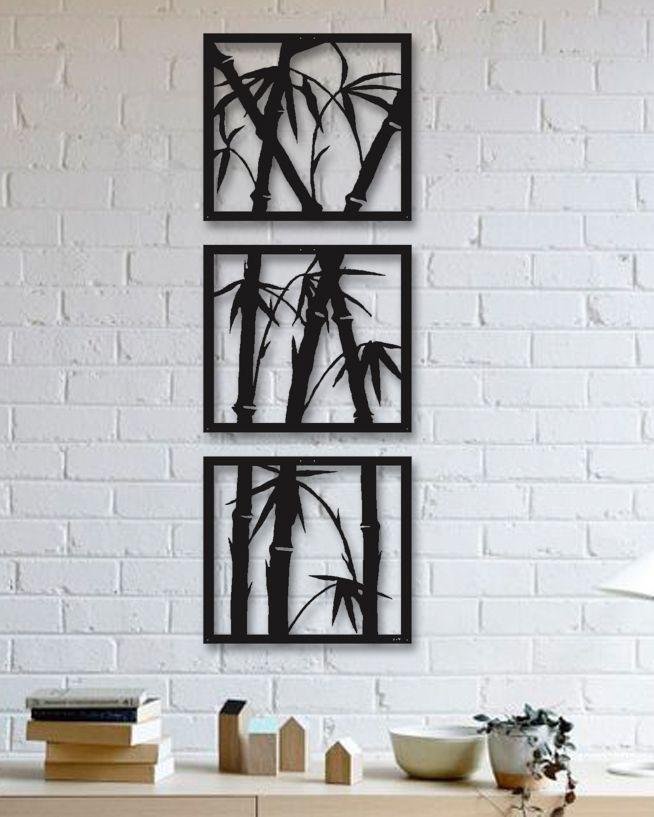 tríptico de pared bambú
