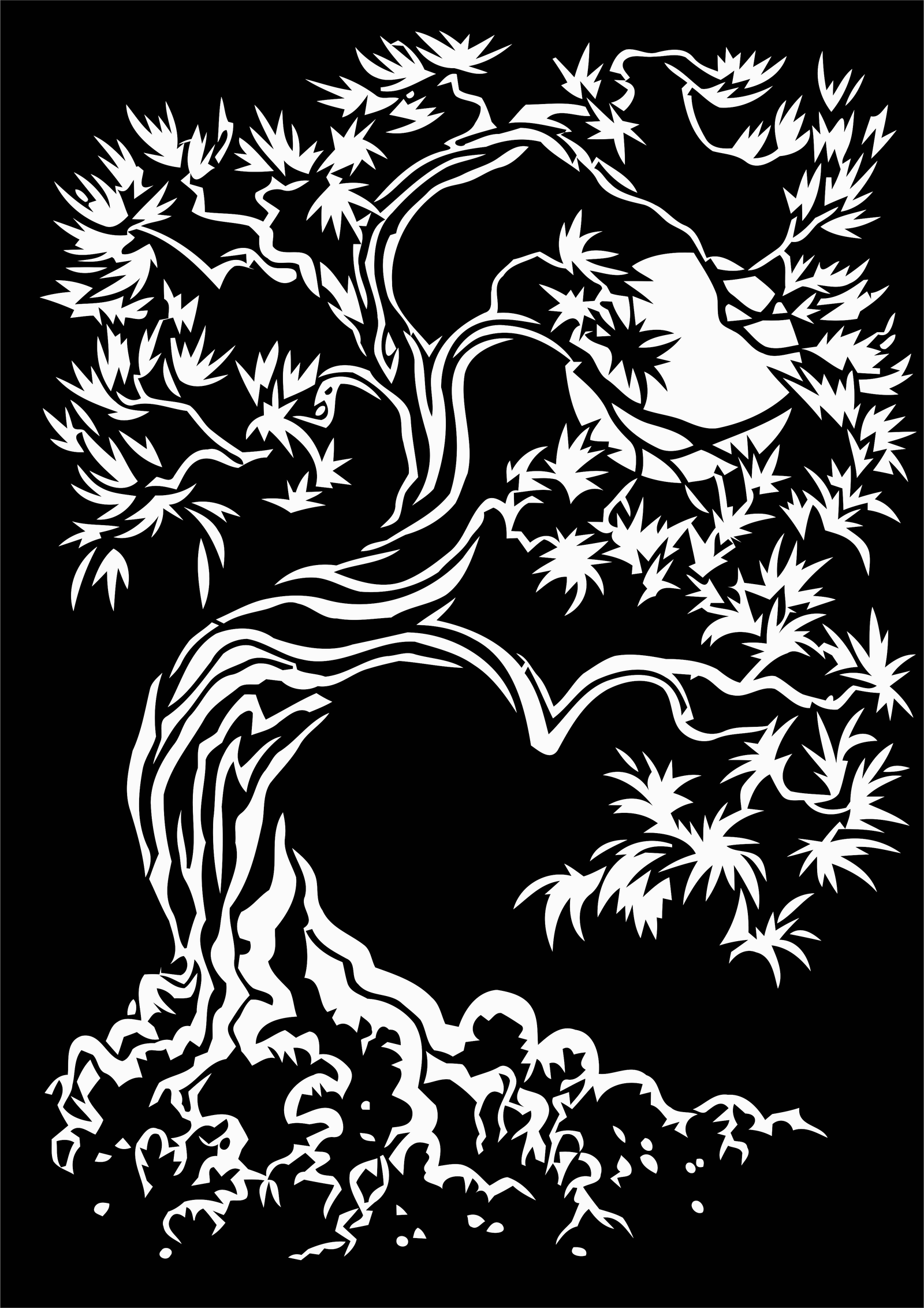 árbol con luna